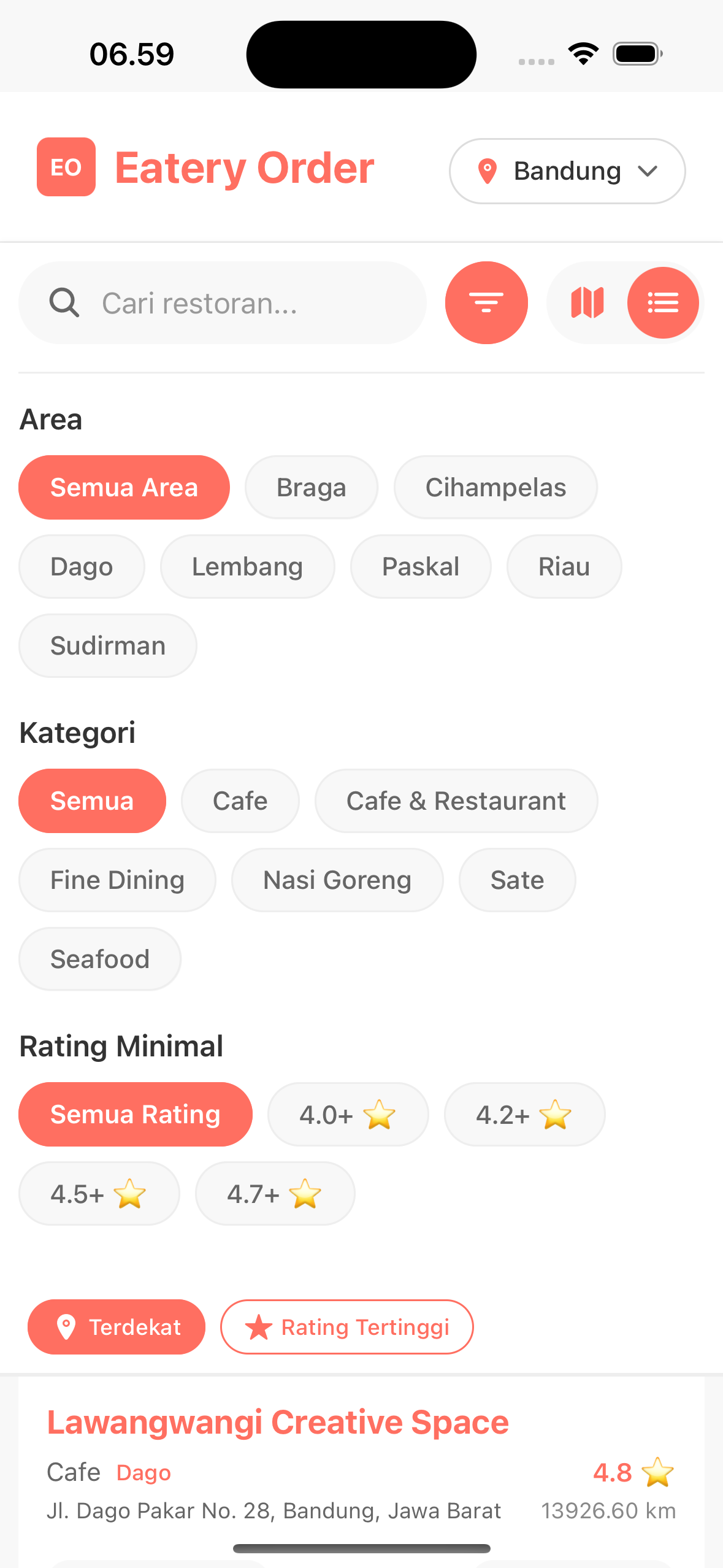 Eatery Order App Screenshot